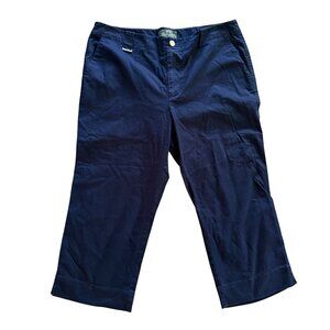Lauren Ralph Lauren Womens Navy Capri Pants Size 12 Cotton/Elastane Blend